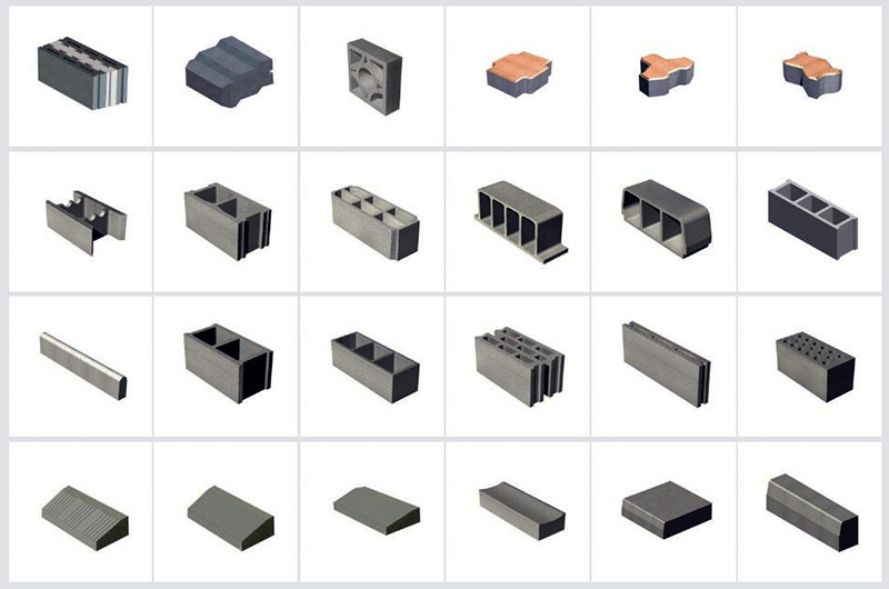 المنتجات المختلفة التي تنتجها آلات الطوب الخرساني